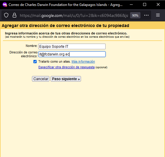 Paso 4: Introducir Información del Alias Paso 4: Introducir Información del Alias